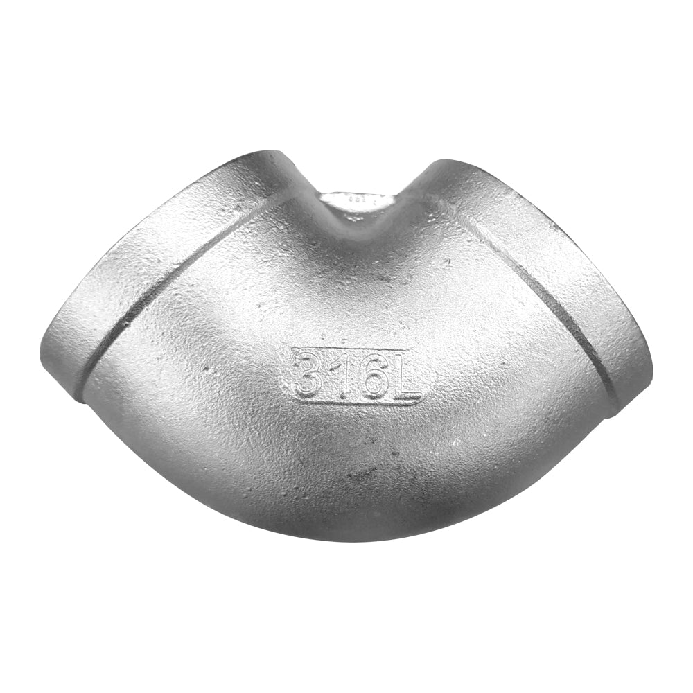 Gomito filettato 90° FF dimensioni da 1/2” a 2" in acciaio inox SS316