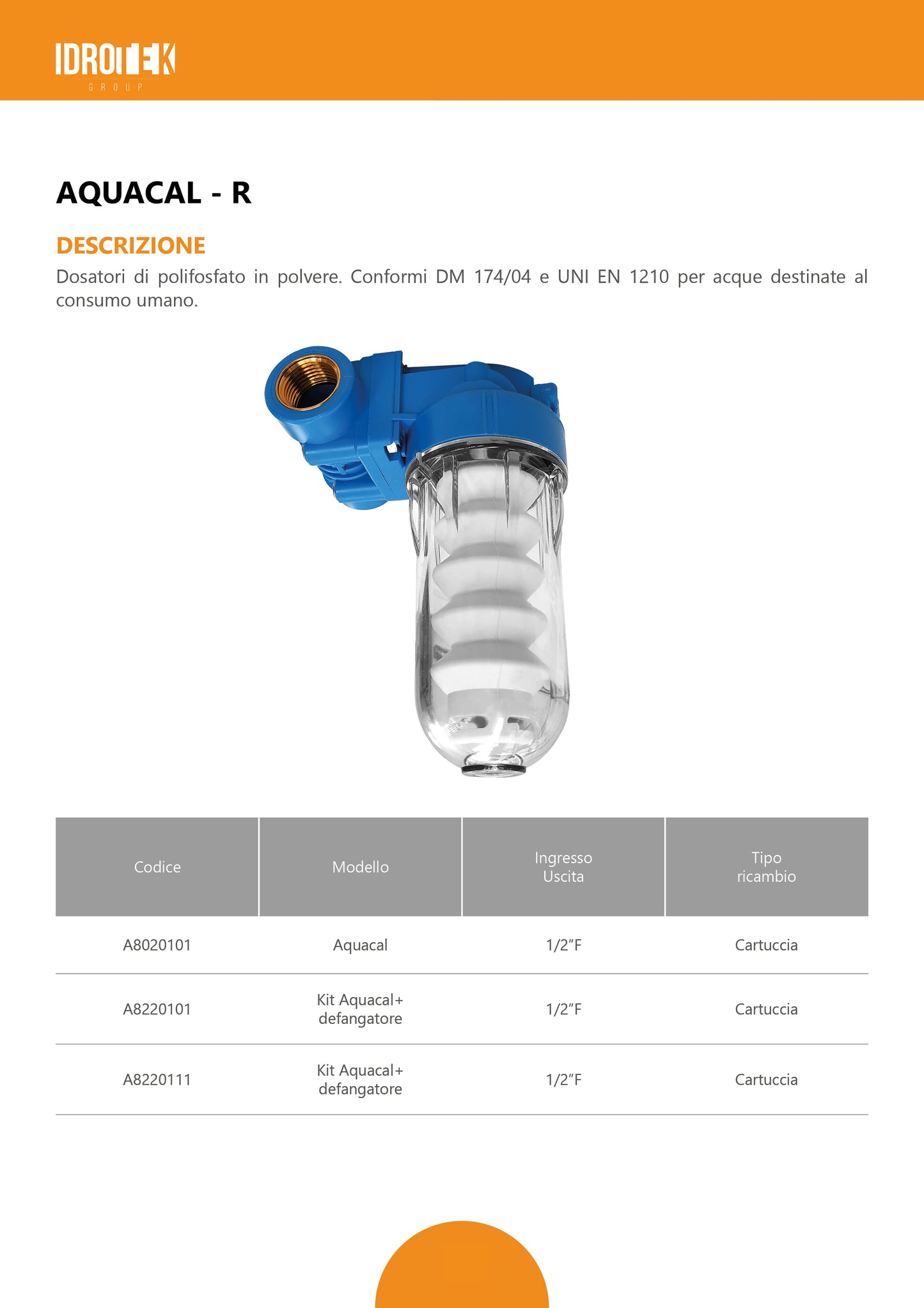Cartuccia filtrante KIT AQUACAL