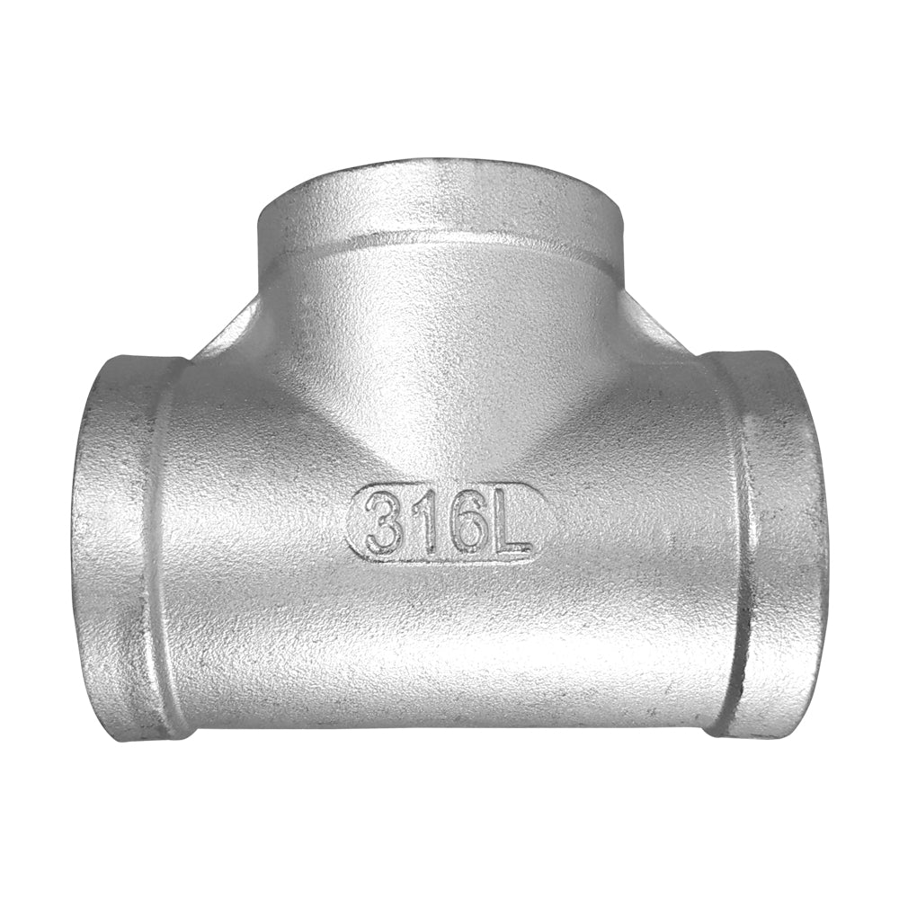 Tee FFF per tubi filettati dimensioni da 1/2” a 2" in acciaio inox SS316