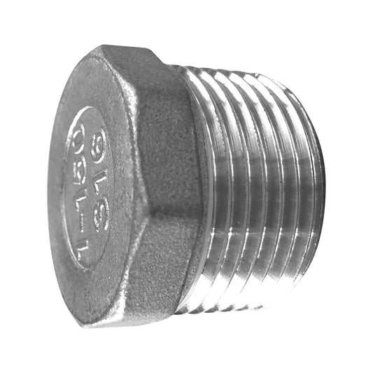 Tappo maschio filettato dimensioni da 1/2” a 2" in acciaio inox SS316